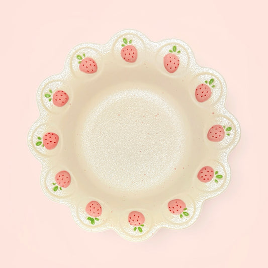 Strawberry Scalloped Serving Bowl
