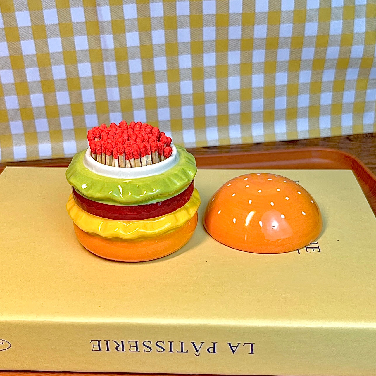Ceramic Cheeseburger Match Holder