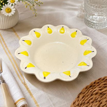 Pear Scalloped Serving Bowl