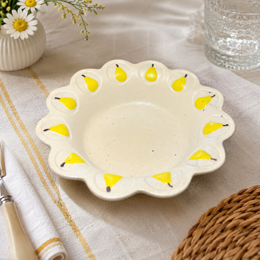 Pear Scalloped Serving Bowl