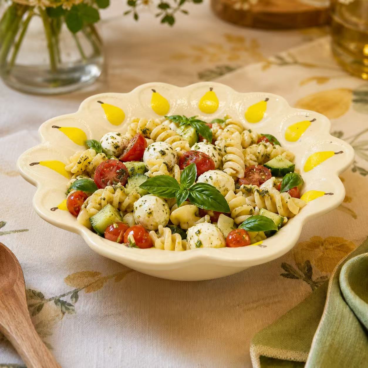 Pear Scalloped Serving Bowl