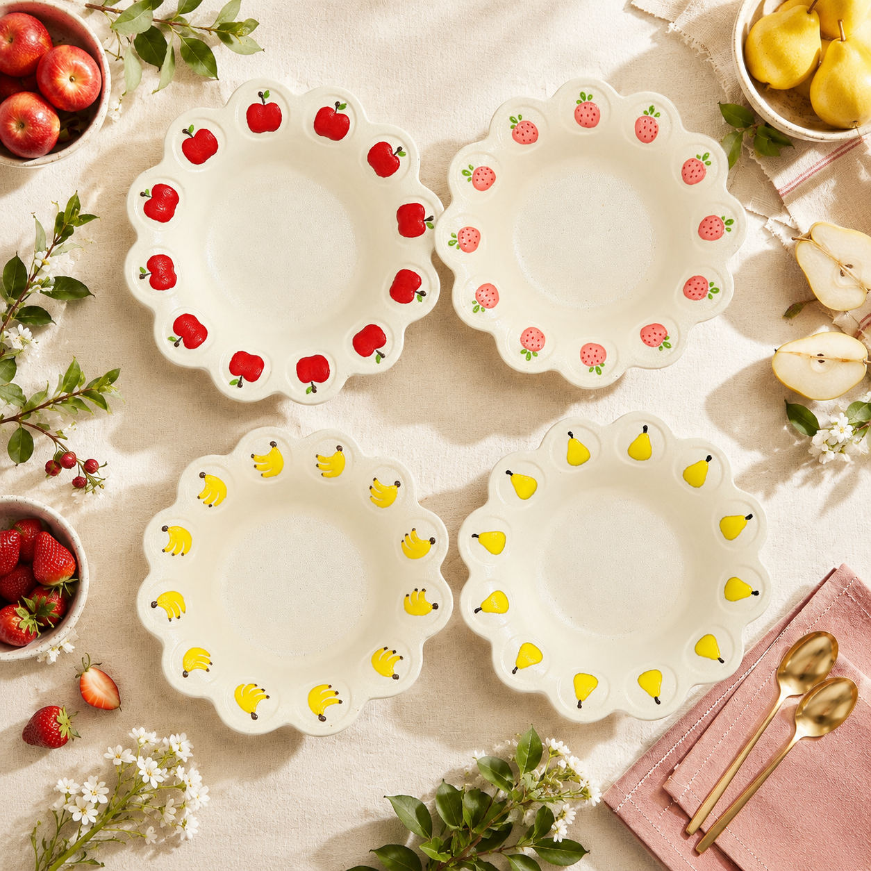 Pear Scalloped Serving Bowl