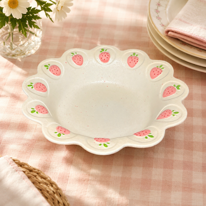 Strawberry Scalloped Serving Bowl