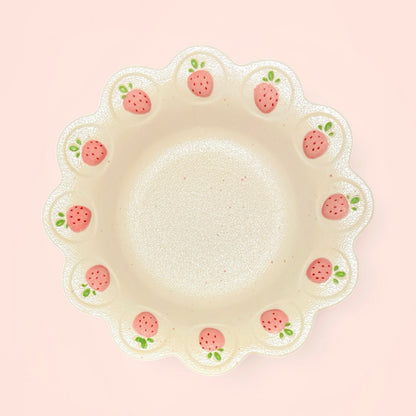 Strawberry Scalloped Serving Bowl